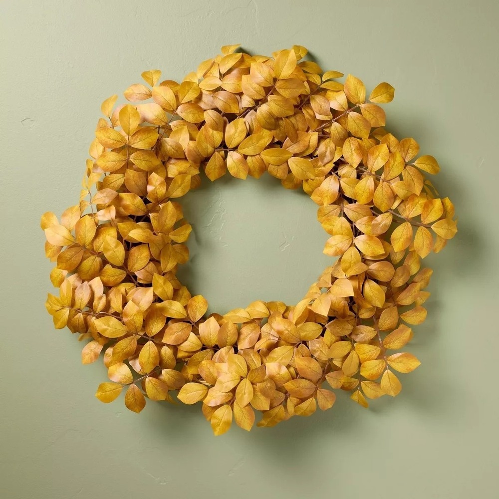 26" Faux Golden Ash Leaf Fall Wreath - Hearth & Hand Magnolia, Target